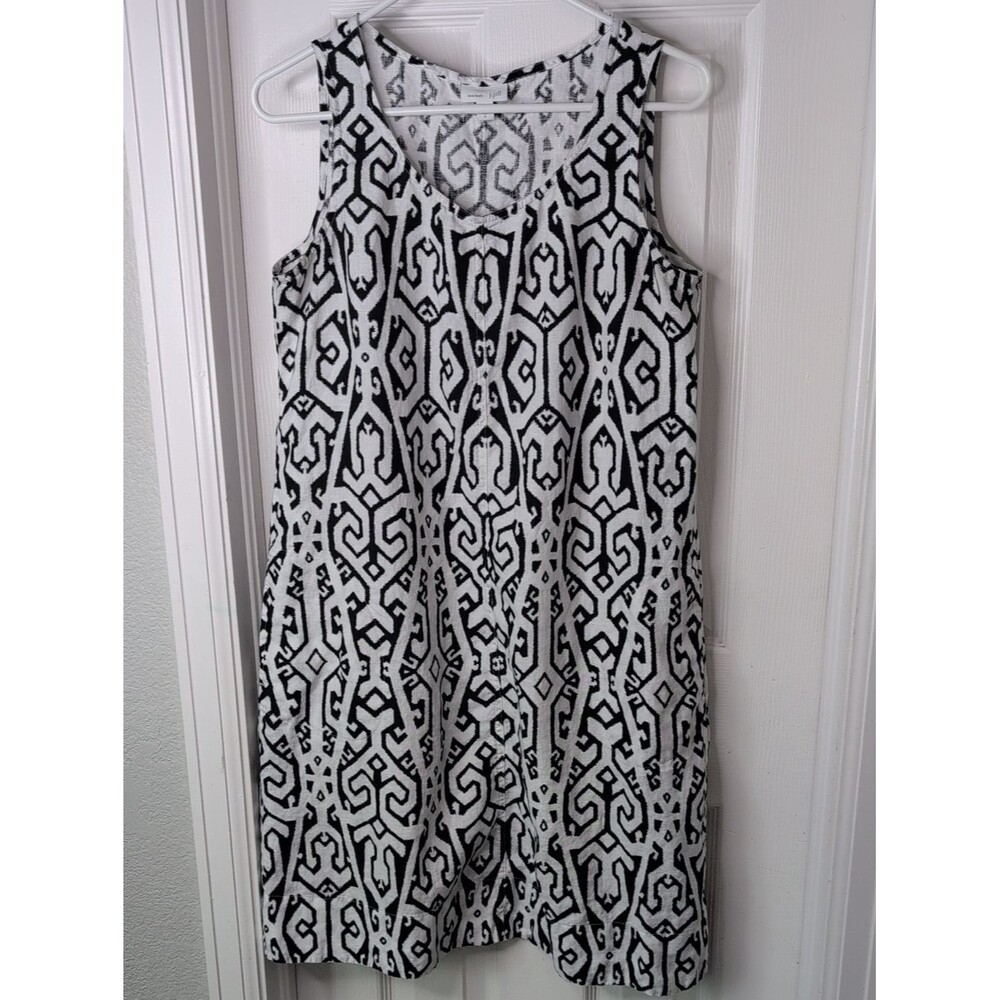 J. Jill Love Linen Black and White Geometric Sleeveless Shift Mini Dress Size S